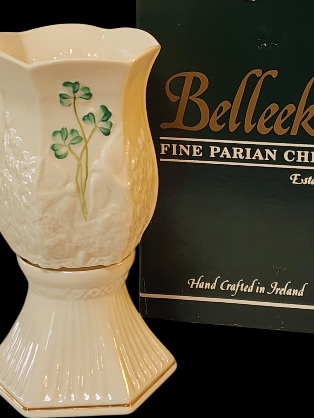 🍀BELLEEK Porcelain Tea light Votive Candle Holder w-Shade Fairy Light Lamp Box - Picture 2 of 12
